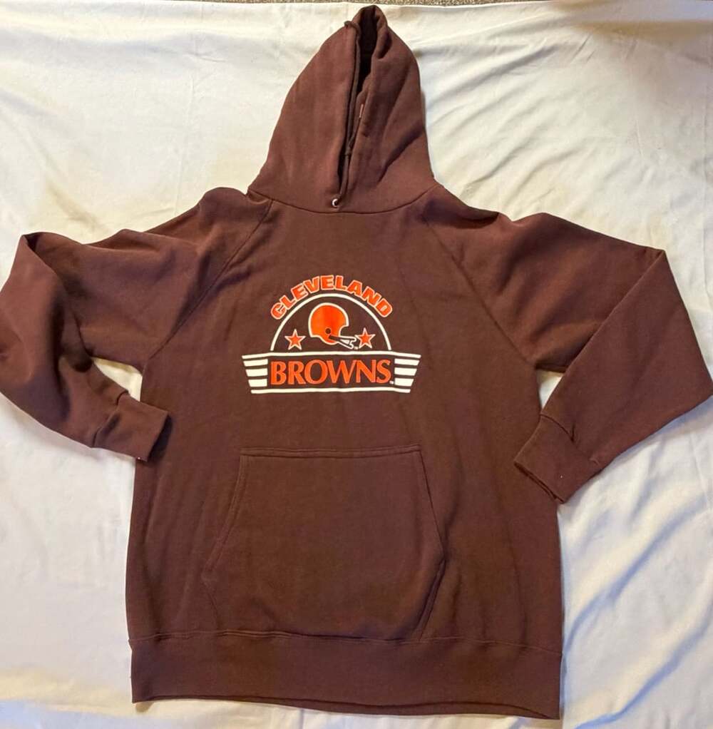 Artex Cleveland Browns Hoodie Size M Vintage Brown Pullover Sweatshirt